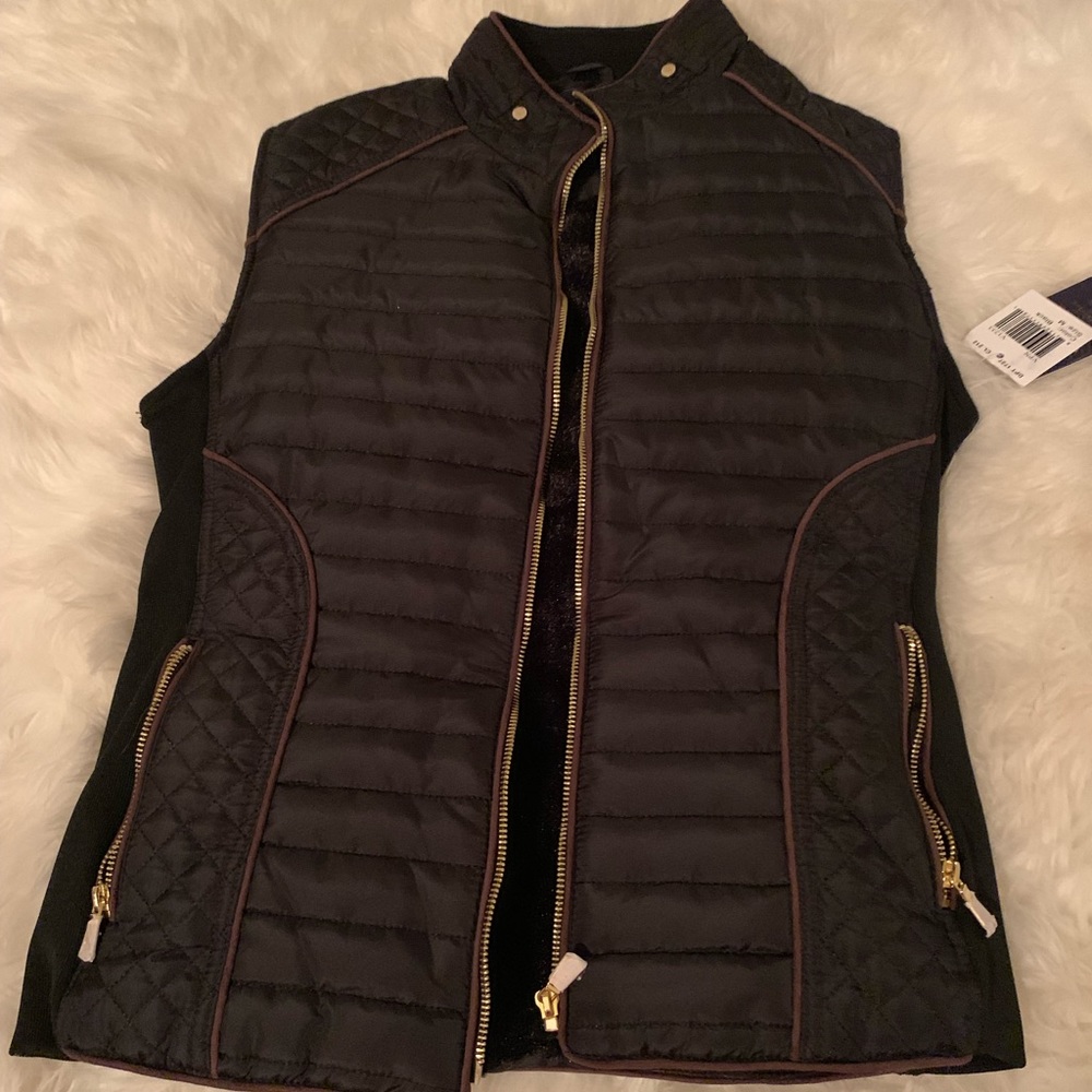 Black fur lined vest